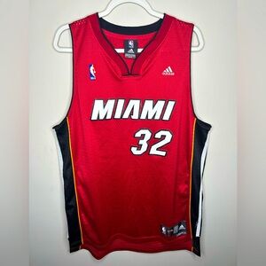 Miami Heat NBA Jersey Adidas #32 Shaq Shaquille ONeal Basketball Red Size Large